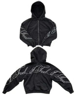 Y2K harajuku Gothic Letter Print Retro Fashion Men And Women Hoodie Hip-Hop Punk Style Black Oversized Zipper Sweatshirts