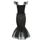 2025 Halloween Party Skeleton Mermaid Costume Girl Gothic Princess Ariel Dress Black Trumpet Frock Dead Siren Cosplay Apparel 4