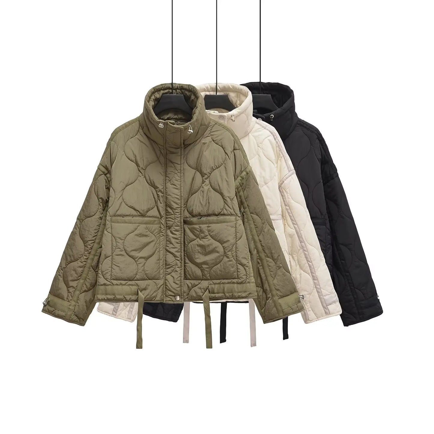 Women's Cotton Robe Zipper Solid Color Large Pocket Long Sleeve Winter New Jacket Cotton Robe