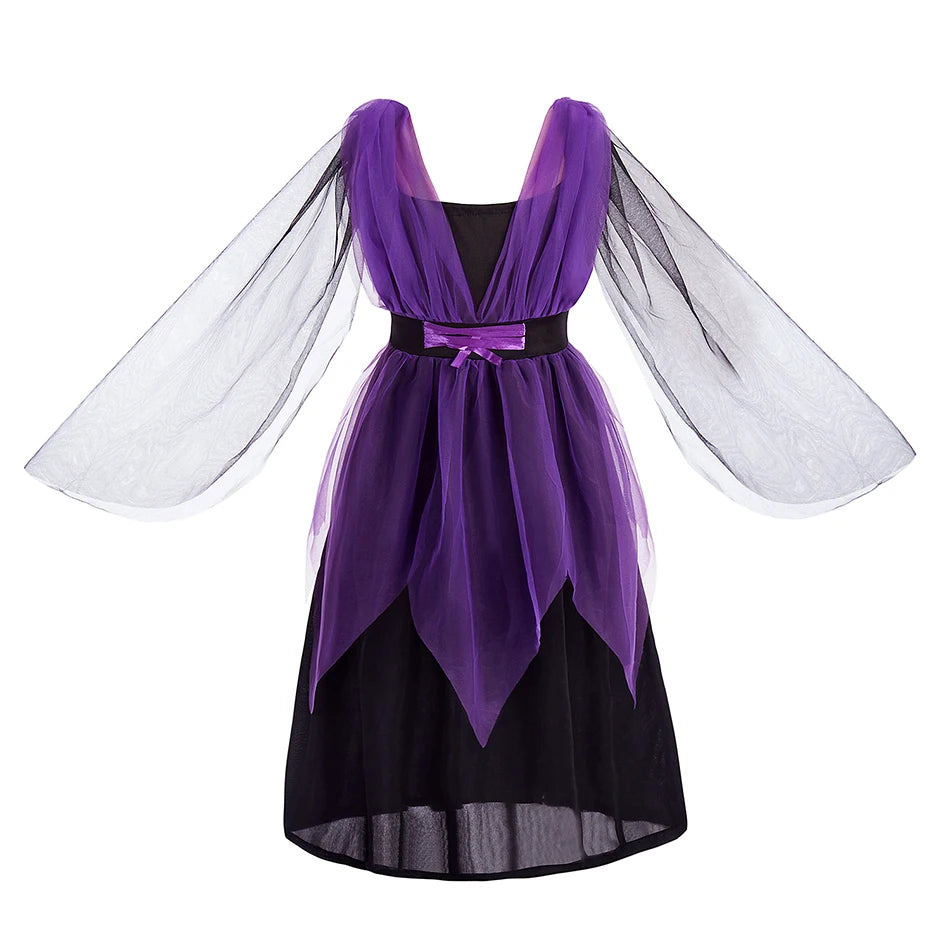 Children Witch Costume Girls Fairytale Wizard Dress Kids Halloween Pumpkin Clothes Baby Bat Spider Party Cosplay Outfit 2-15T 5