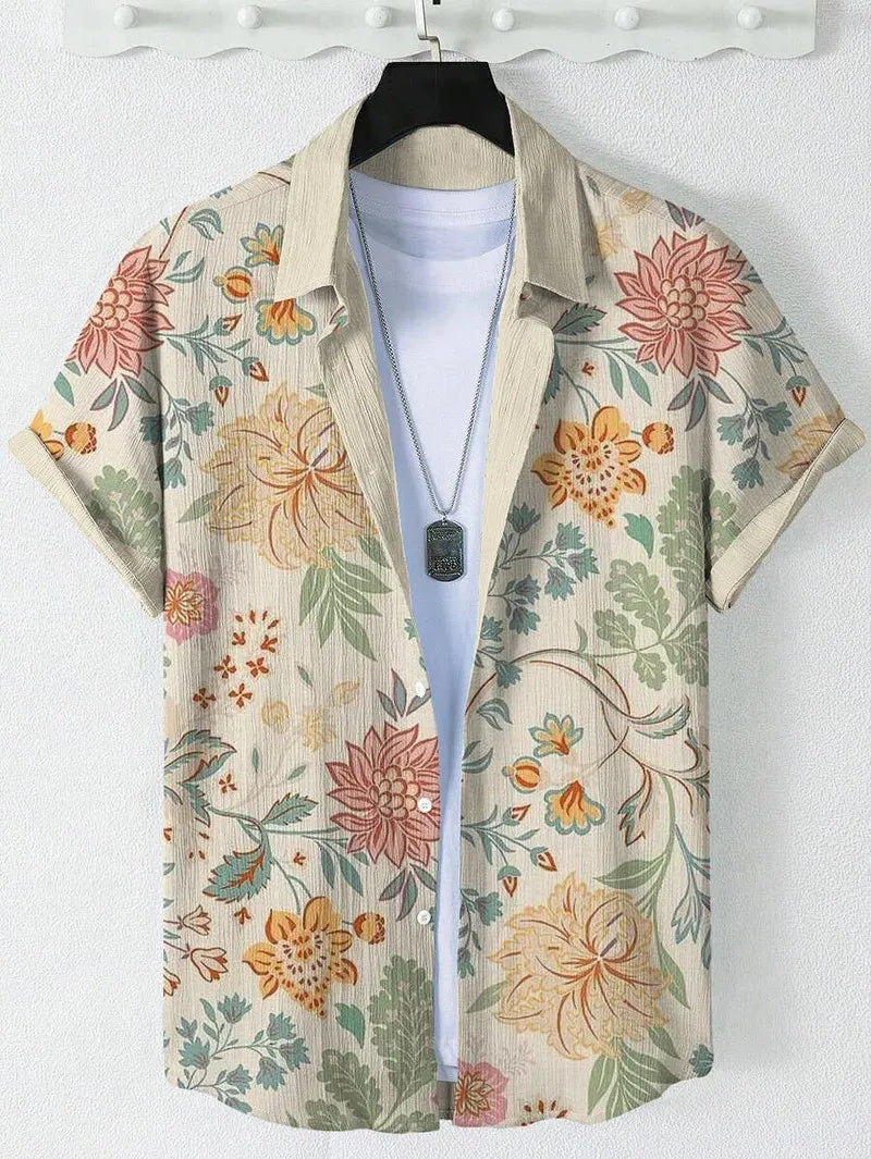Men's Playful Cat Graphic Button-Down