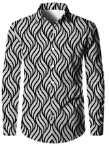 Men's 3D Textured Printed Casual Shirt Buttoned Long Sleeve Shirt 4