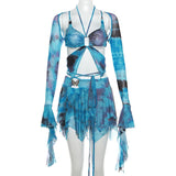 Y2K Butterfly Ruffle 2-Piece Set