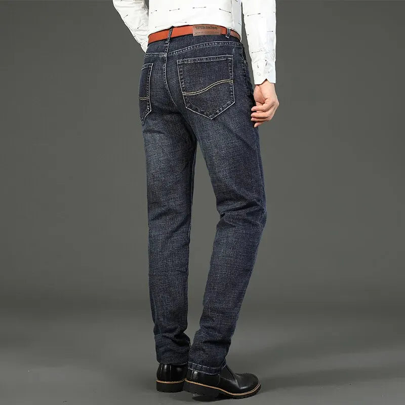 Wthinlee New Business Men's Jeans Casual Straight Stretch Fashion Denim Trousers Male Brand Clothing 5