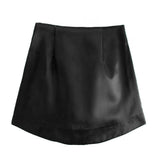 Slim-Chic-Elegant-Women-Mini-Skirts-Green-Satin-High-Street-Solid-Side-Zipper-Sexy-Bodycon-Skirt