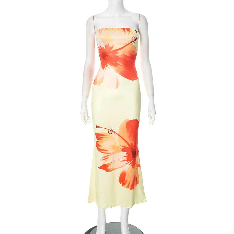 Floral Print Off-Shoulder Vacation Maxi