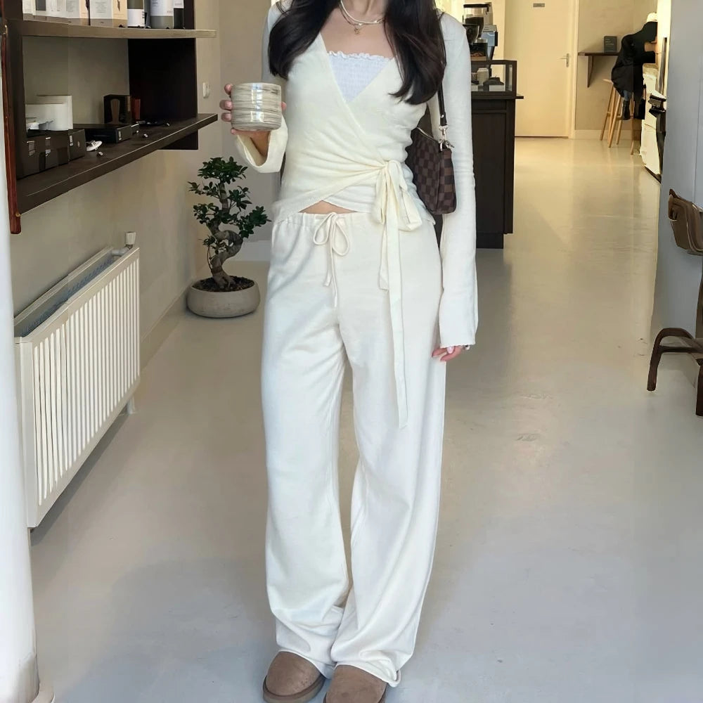 Women’s Flare-Sleeve Cardigan & Wide-Leg Trouser Set