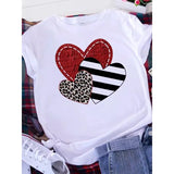 Brave Soul L American Retro Letters Love White T-shirt Women Short Sleeve Round Neck Loose Large Size Casual Top Oversized 2