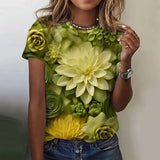 3D Floral Print Summer Tee