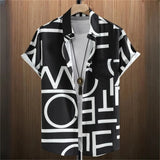 3D Printed Men's Lapel Shirt - Geometric Design, Short Sleeve Hawaiian Style 2