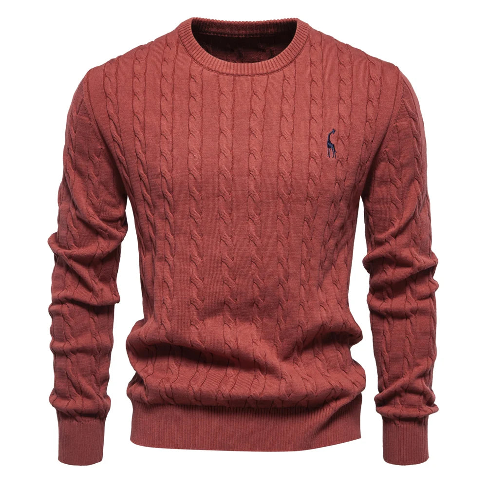 Men's Giraffe Embroidery Cotton Sweater