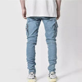 Men's Elastic Denim Cargo Joggers - Slim Fit Streetwear Pants with Multiple Pockets 2