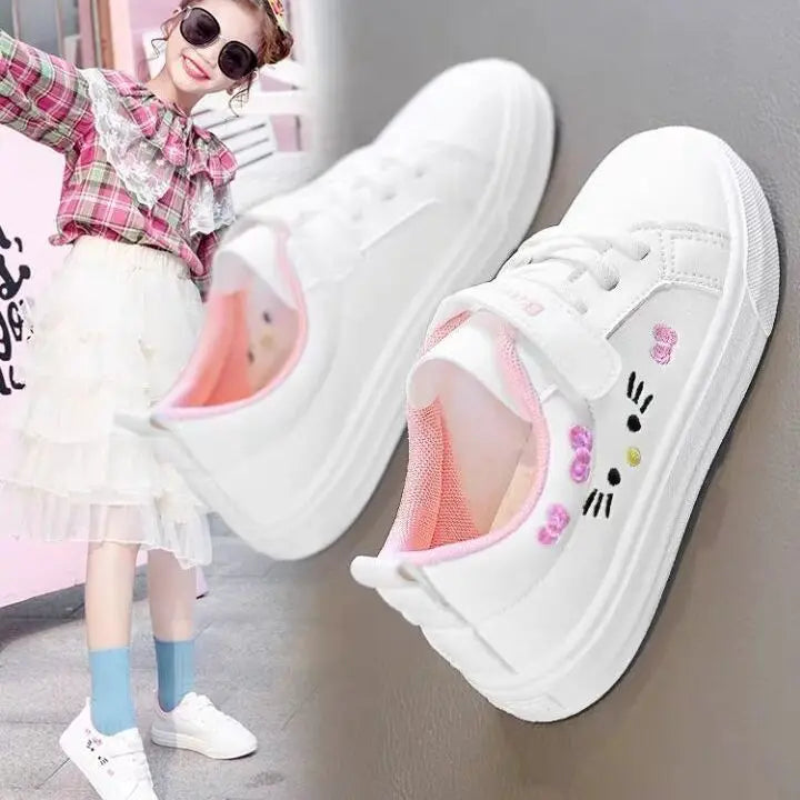 Kids White Sneakers 2025 Fall Slip Resistant Durable Spring Autumn Shoes for Girls 4-16 Years Old Fashion Casual Sports Shoes