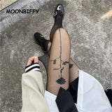 Sexy Women Pantyhose Tights Seamless Ultra-thin Velvet Silk Pantyhose Black Rose Print Tight Stocking Female Hosiery Meias Mujer