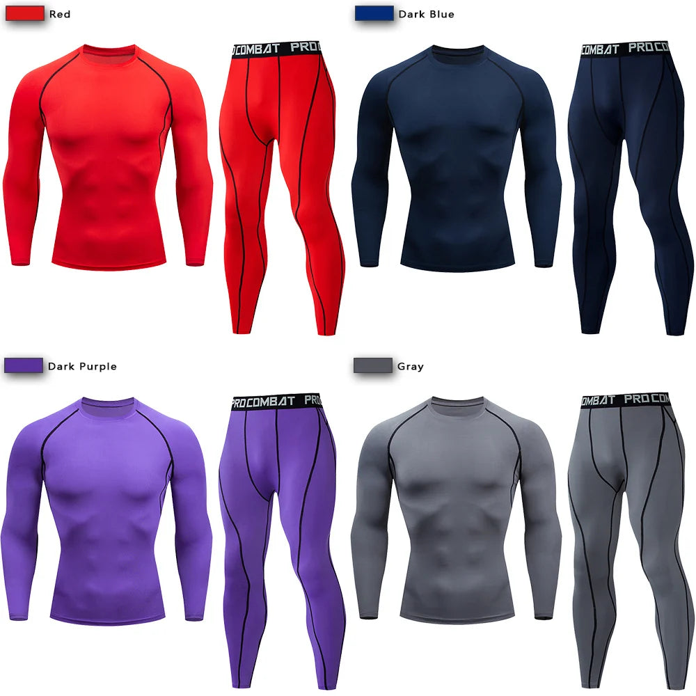 2pcs Men Compression Sportswear Suit GYM Tight Sports Yoga Sets