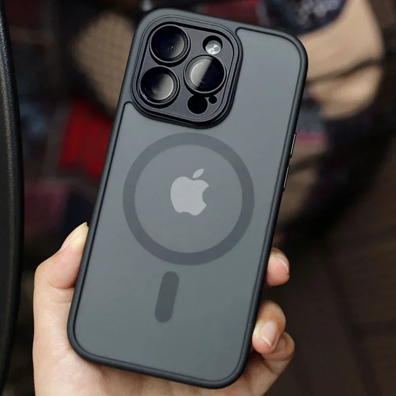 Magnetic Luxury Matte Translucent Armor Shockproof Case For iPhone 16 15 14 13 12 11 Pro Max For Magsafe Wireless Charge Cover 4