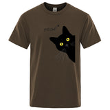 Black Cat Print T-Shirt - Funny Meow Design, Men's Loose Fit Summer Top 3