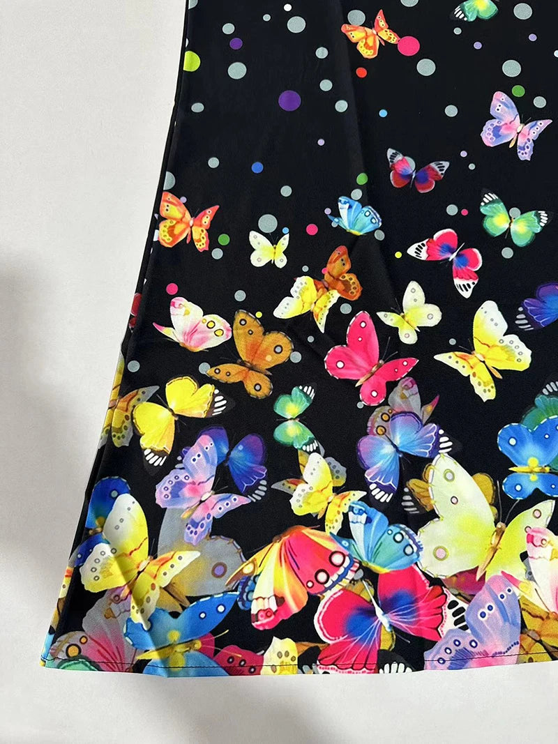 Women's New Dress V-neck Sleeveless Sexy Printed Large Hem Foreign Trade Dress 4