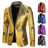 Men's Suit Shiny two-tone sequin shawl Collar suit Men's Wedding Groom Singer Dance Sequin Suit Jacket DJ Club Stage