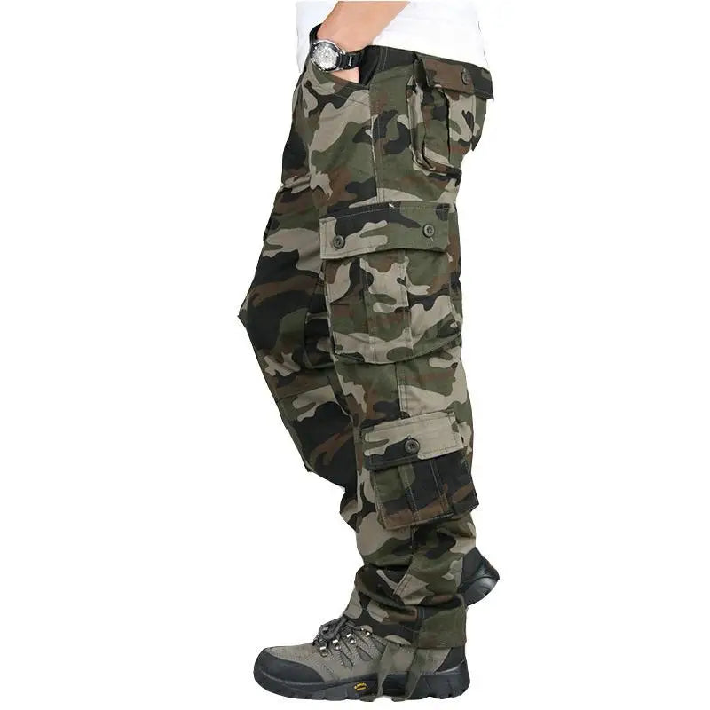Men's Tactical Camouflage Overalls High-Quality Cotton Multi-Pocket Trousers Sports Training Casual Work Pants 4