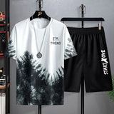 Men's Sets Fashion tracksuits Casual Ice Silk Short Sleeve 3D Printed Sports T-shirt+Shorts Basketball Set TheFashionFever