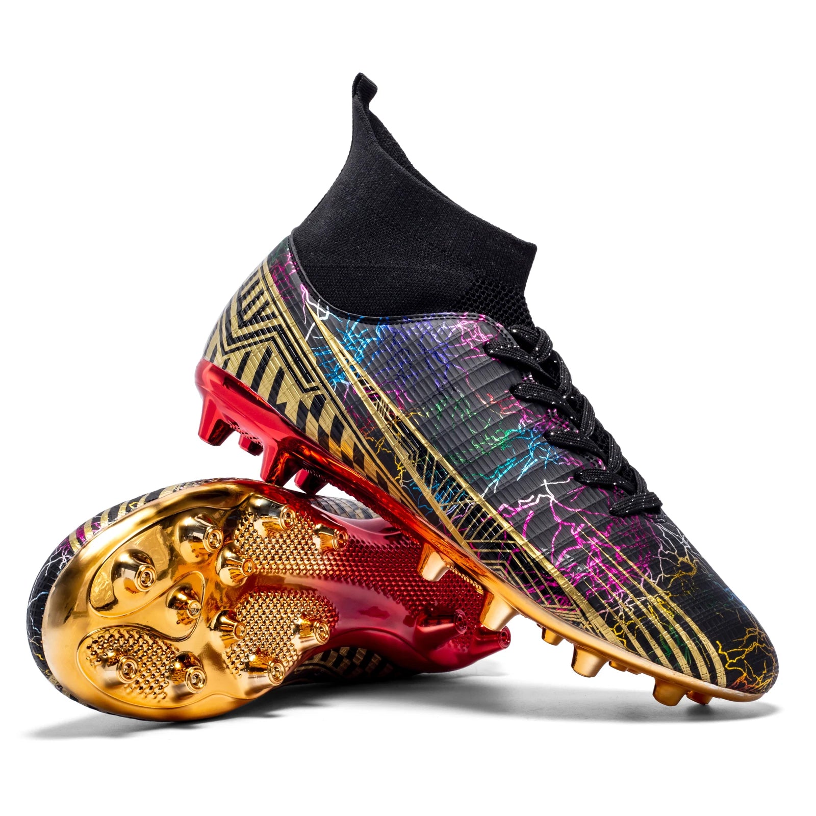 Men's Soccer Shoes High-Top Football Cleats, Outdoor Breathable Athletic Professional Spikes Youth Boys Football Shoes Unisex