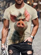 Angry Animal Print Summer Men's T Shirt Casual Short Sleeve Fashion Streetwear Male Oversized Clothing Crew Neck T-Shirts