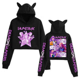 Kpop Demon Hunters Fanmerch Mira Rumi Zoey Huntrix Crop Tops Cat Ears Sweatshirt Long Sleeve Girls Fashion Hoodie