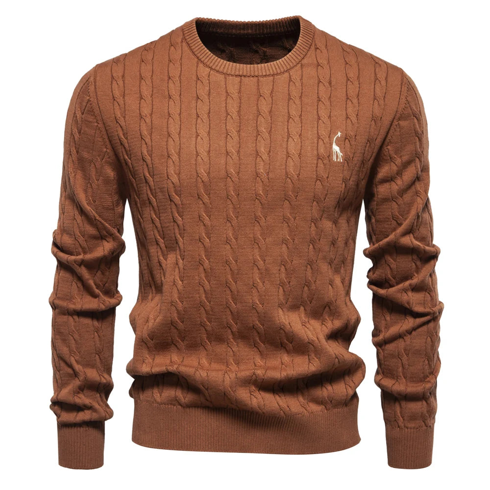 Men's Giraffe Embroidery Cotton Sweater