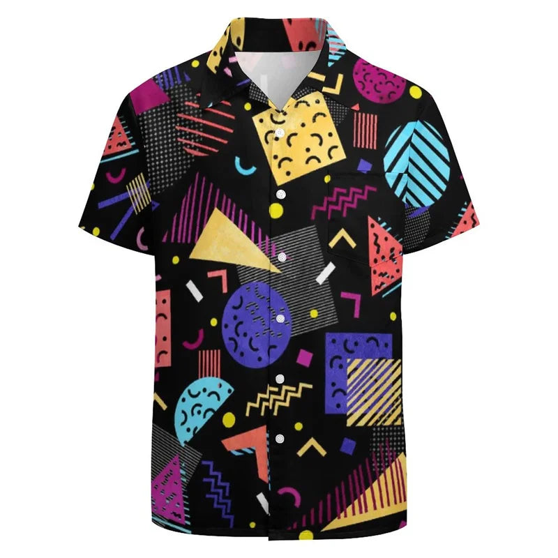 Men's 3D Hawaiian Shirt - Classic Funky Retro Graphic Button Up Party TopStreet Y2k Clothing 5