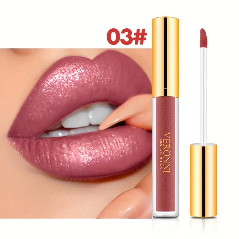 10-Color Diamond Shimmer Liquid Lipstick Set