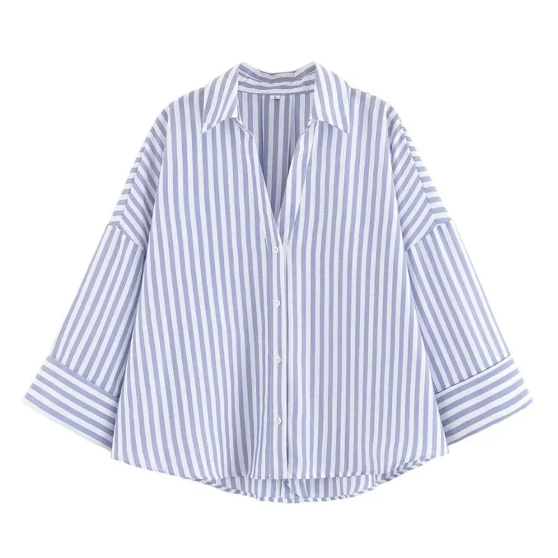 Women’s Asymmetric Linen Wide-Sleeve Shirt