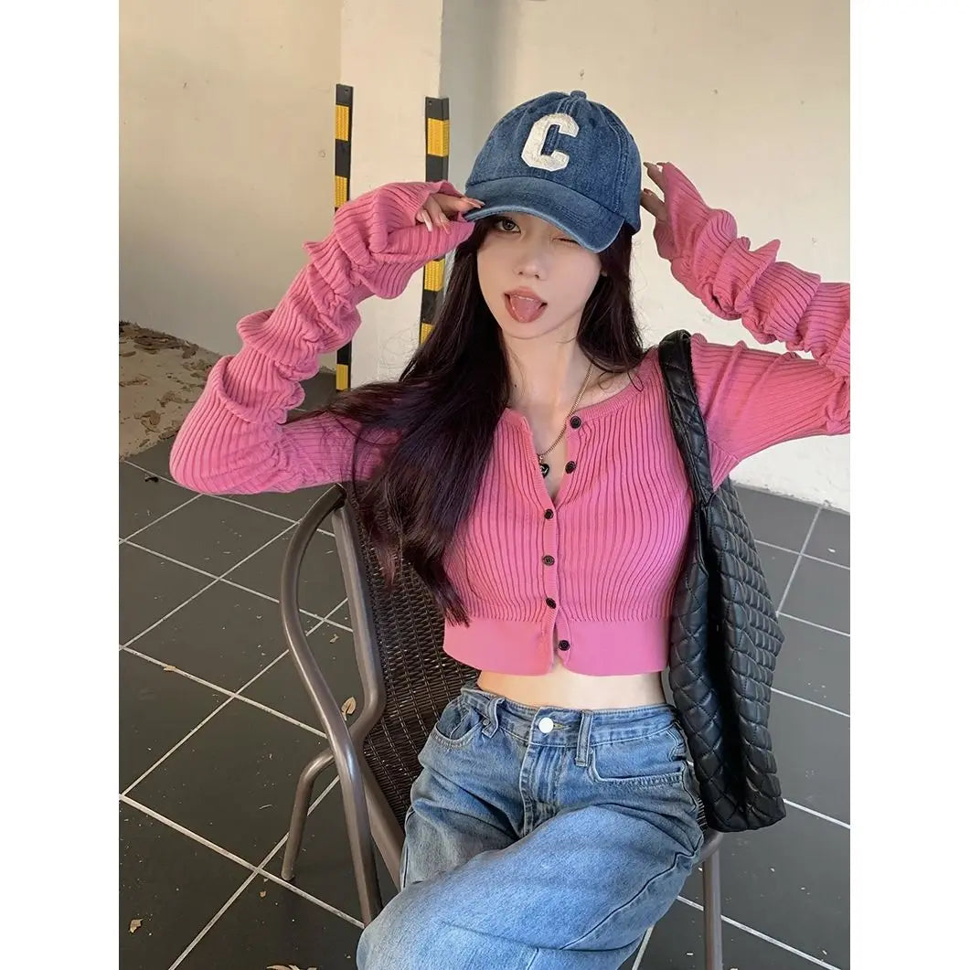 Pink-Slim-Cardigan-Women-Cropped-Sweaters-Autumn-Long-Sleeve-Knitwear-Harajuku-Stylish-for-Ladies-Y2k-Clothes