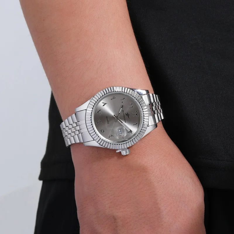 New Men Date Watches High-end Luxury Casual Calendar Stainless Steel Business WristWatch Leisure Sport WristWatch Clock 3