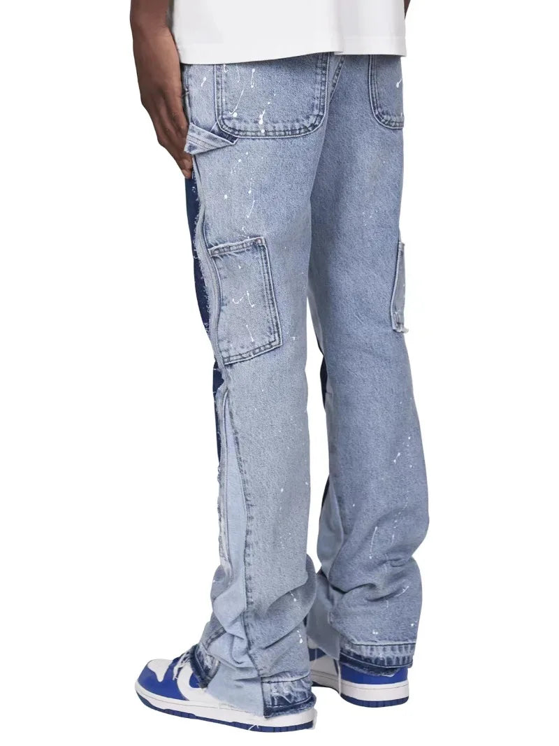 Men's Punk High Street Skinny Jeans | Raw Edge Micro-Trumpet Y2K Biker Rock Style Low-Rise Stretch Floor Length Pants 6
