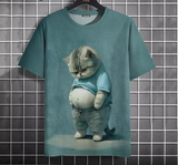 Men’s Oversized Funny Cat Graphic Tee