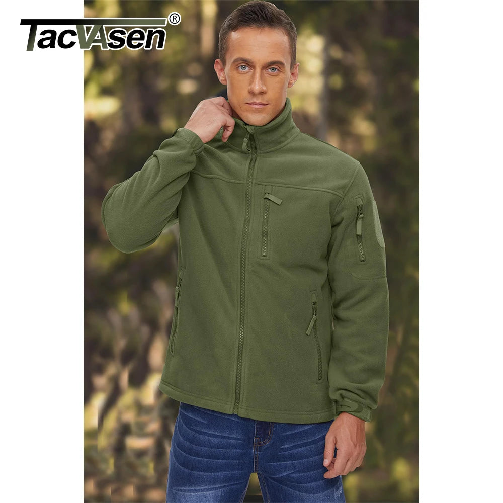 Men's Fleece Jacket Soft Warmth Windproof Full Zip Up Coat Multiple Zipper Pockets Hiking Working Outdoors Windbreaker TheFashionFever 4