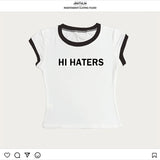 "Hi Haters" Letter Print Gothic T-shirt