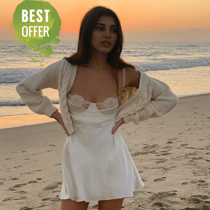 Fairycore Backless Trim Satin Sundress