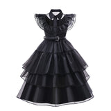 Girls' Gothic Black Mesh Fluffy Dress