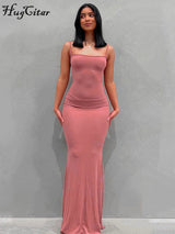 Hugcitar Satin Slip Sleeveless Backless Slim Sexy Maxi Dress 2022 Spring Women  Party Y2K Concise Bodycon Elegant  Clothing 5