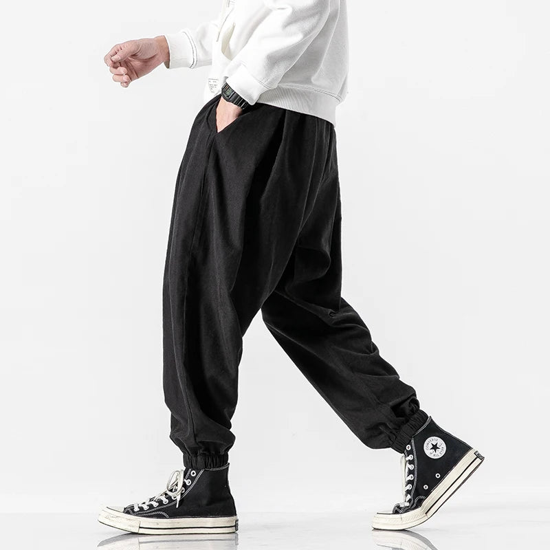 New Autumn Men's Black Pants Hip Hop Streetwear Fashion Jogger Harem Trousers Pants Big Size M 5XL 5