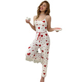 Love Print Women's Plus Size Pajamas - White 2 Piece Short Set - Breathable Soft Casual Sleepwear 5