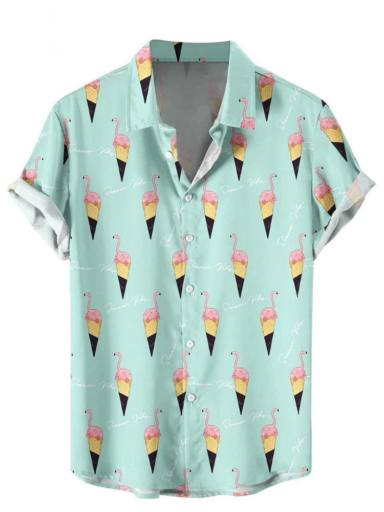 2024-Hawaiian-Shirt-For-Men-Summer-Ice-Cream-T-Shirt-Beach-Prints-Short-Sleeved-Shirt-Tops