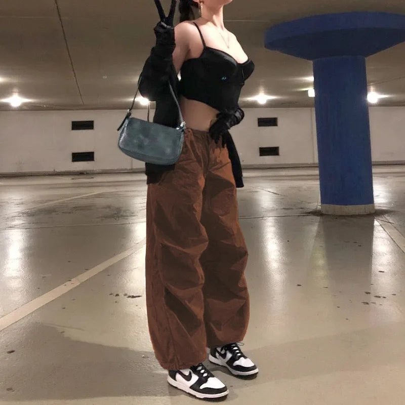 Vintage-Solid-Low-Waist-Drawstring-Baggy-Trousers-Women-Y2K-Wide-Leg-Sweatpants-Streetwear-Cargo-Pants-Casual