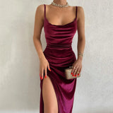 Women New Spring and Summer Fashionable and Sexy Slim Fit Slit Strap Dress 3