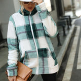 A mid-length, long-sleeved, stand-up collar, plaid zipper, loose golden mink fleece jacket for women 2