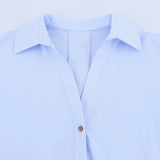 HXAO 2025 Women's Shirt Summer Crop Oversized Shirts & Blouses White Blue Rose Brown Striped Shirt Elegant Long Sleeve blouses 5