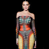 Hugcitar Sexy Y2K Clothes Tie Dye Print Long Sleeve Backless Tube Bodycon Maxi Dresses For Women Club Party Streetwear Outfits 3