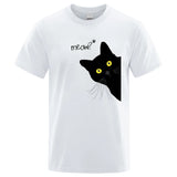 Black Cat Print T-Shirt - Funny Meow Design, Men's Loose Fit Summer Top